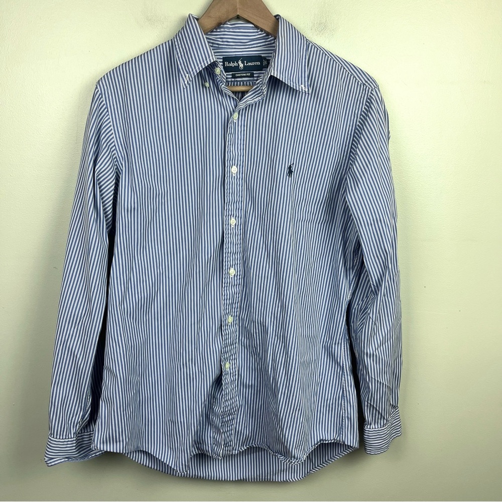 Polo Ralph Lauren Men's Button Down Shirt Striped Blue & White Stanton